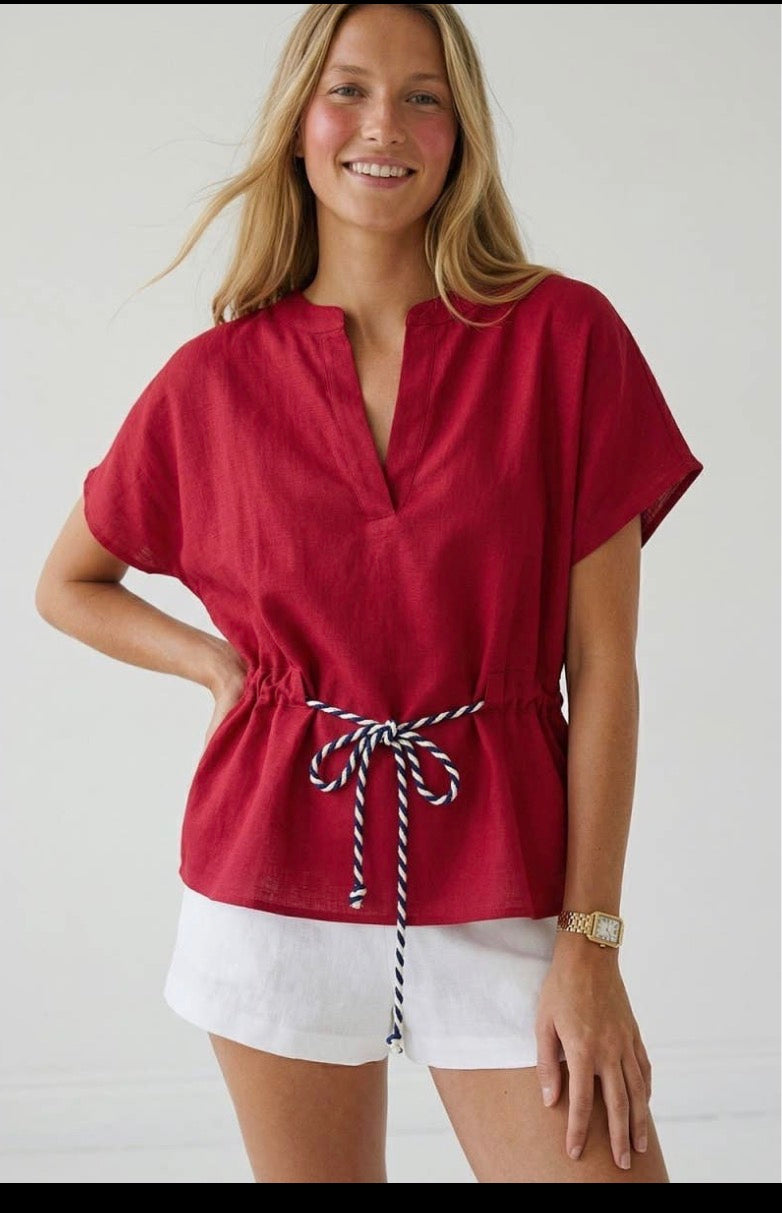 Crimson top with rope tie
