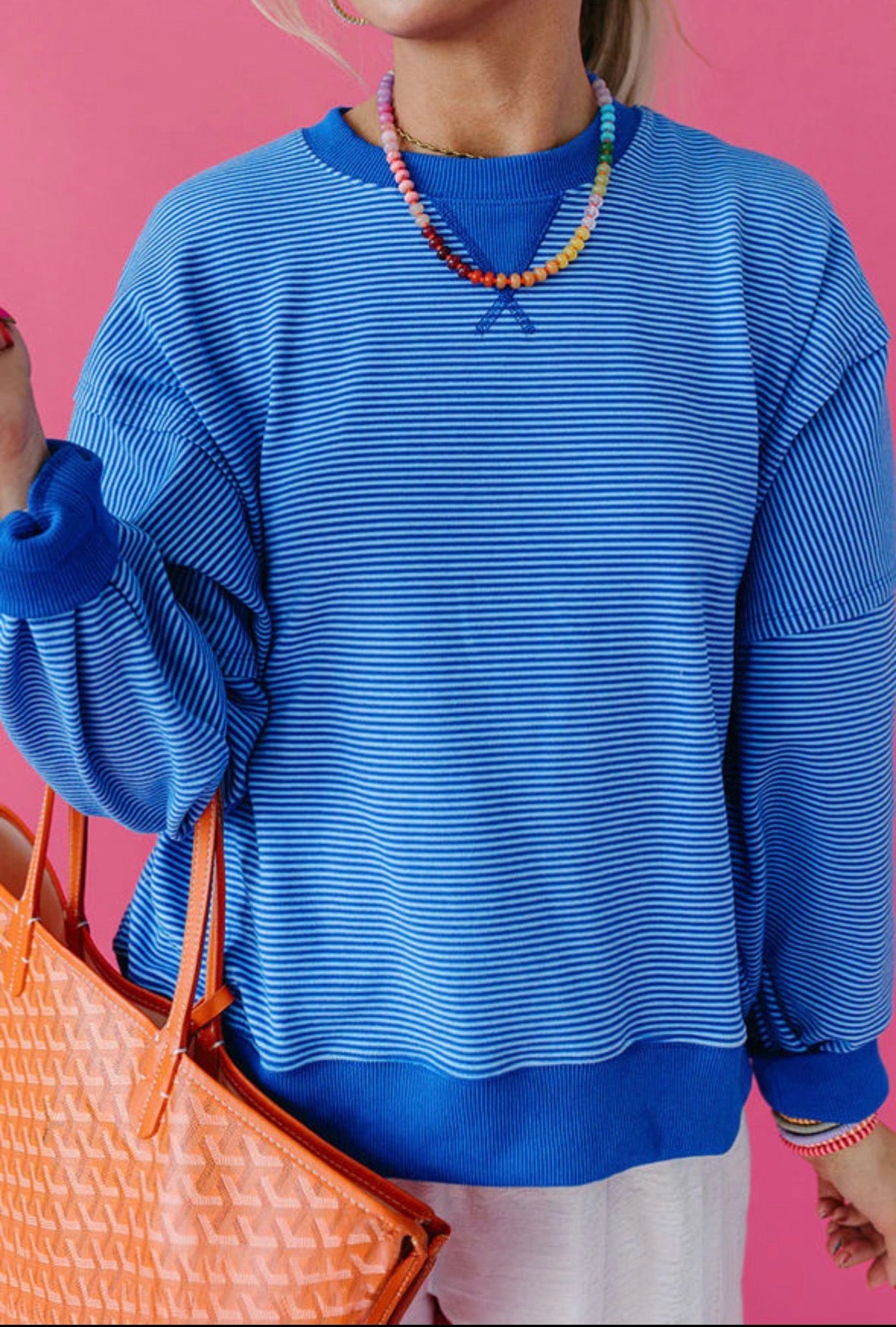 Blue striped sweatshirt