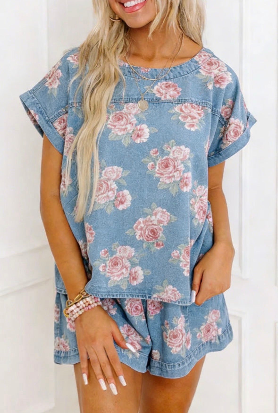 Floral denim set