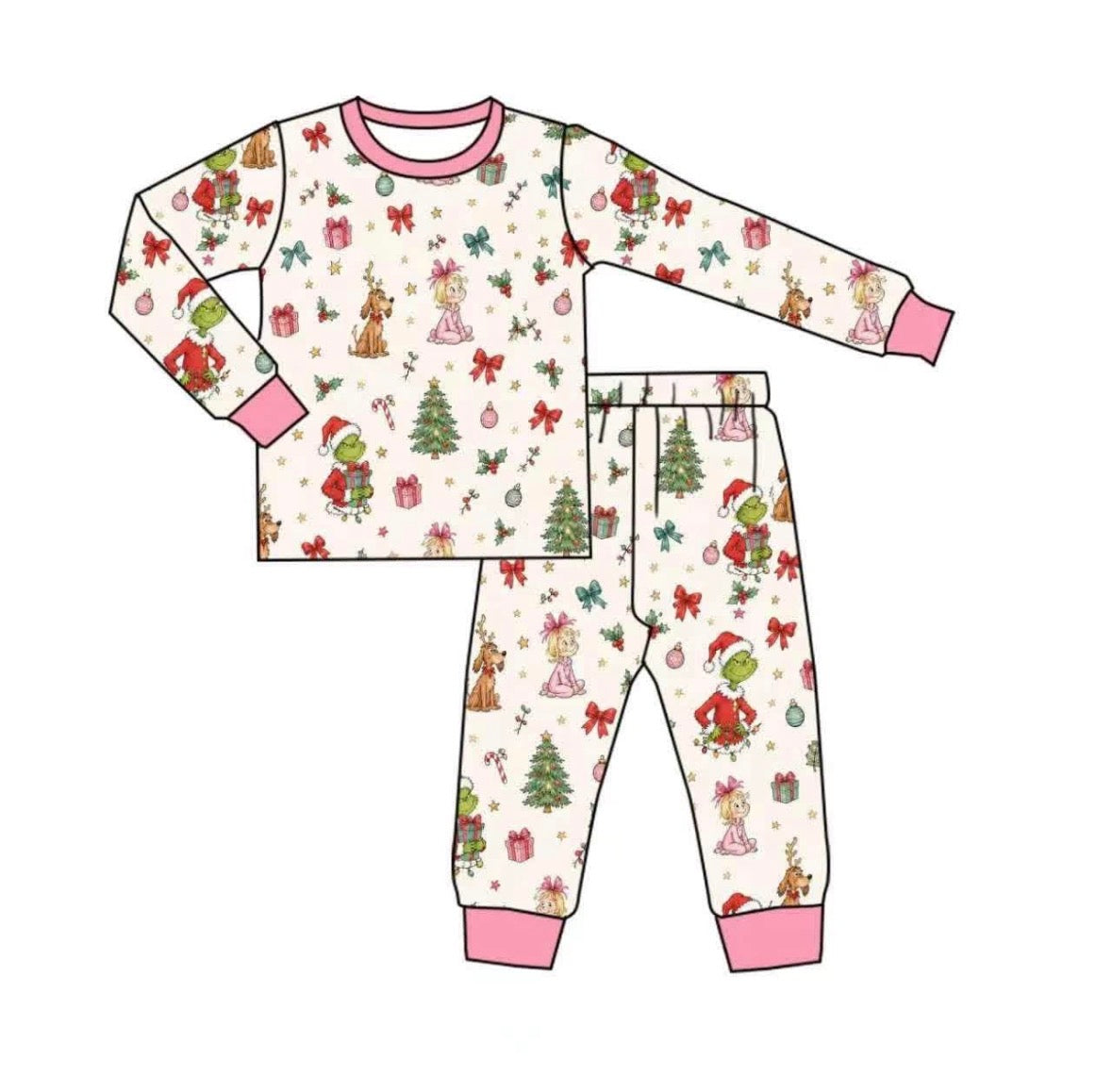 Girls grinch bamboo pjs