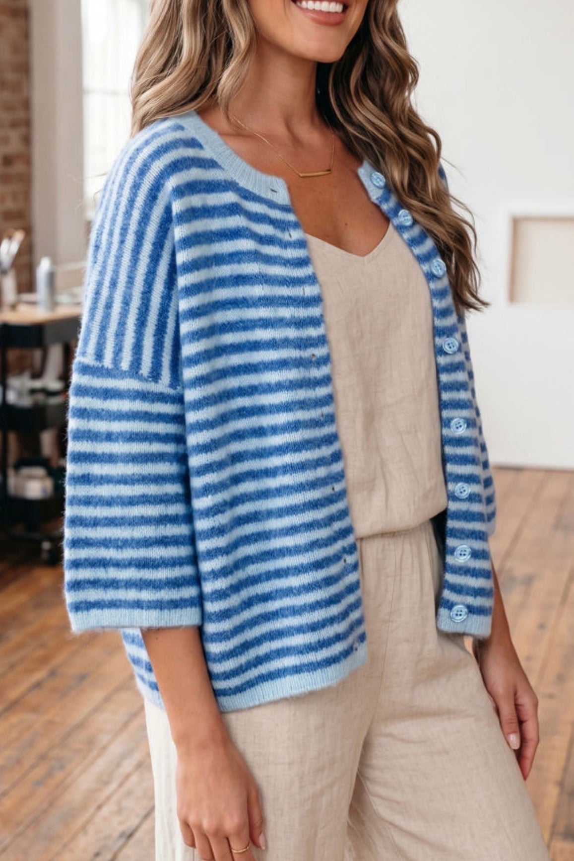 Blue striped sweater