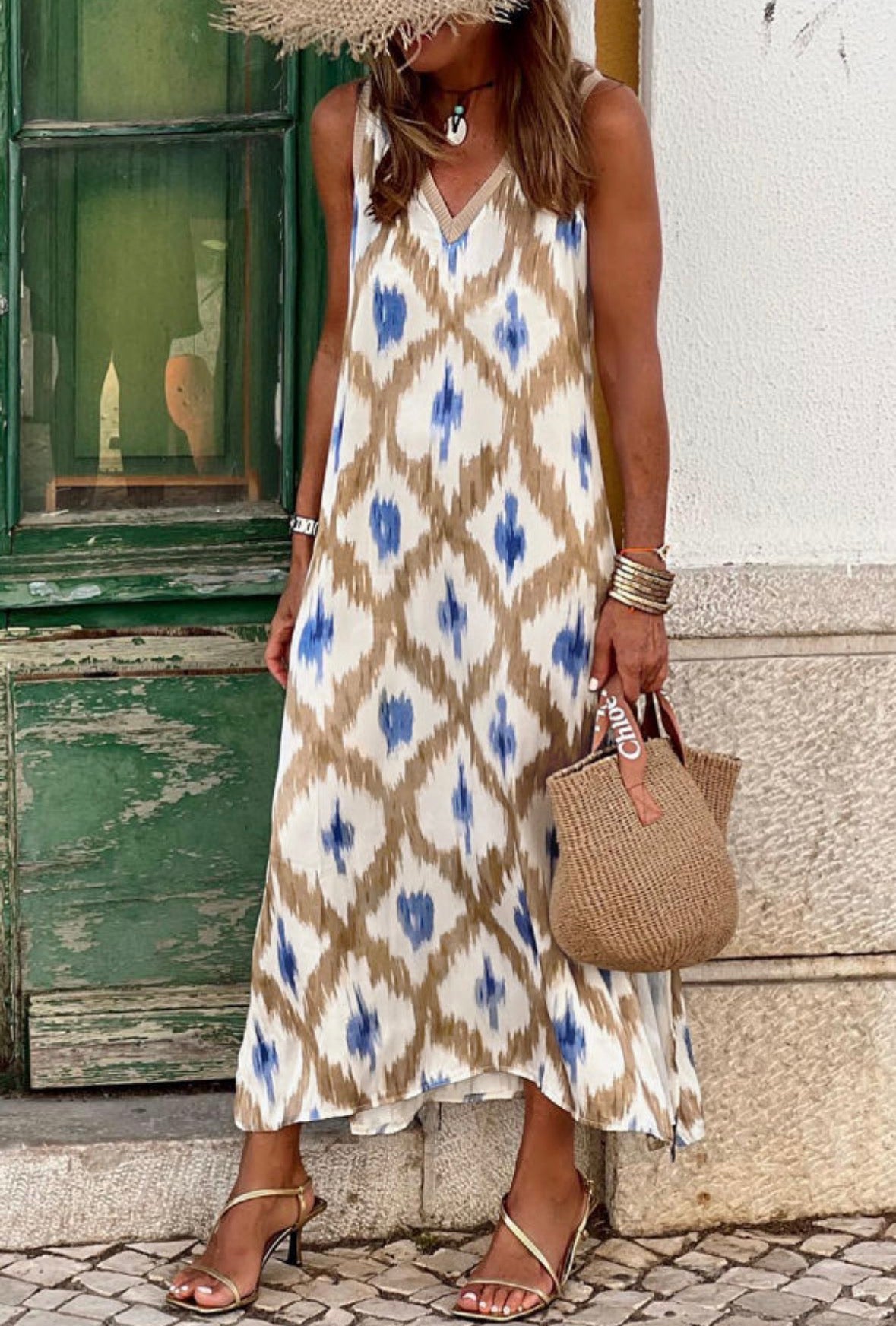 Khaki abstract maxi