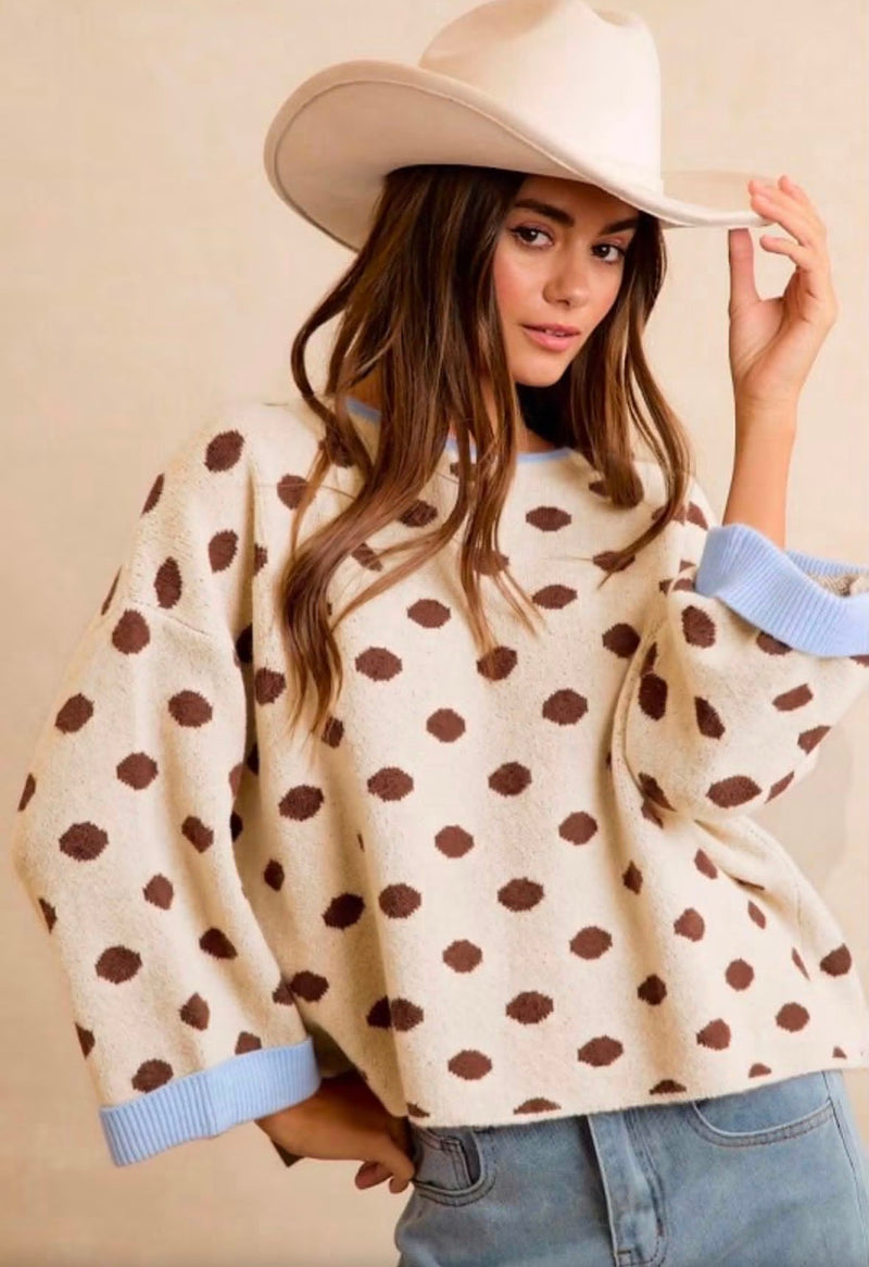 Cream polka dot sweater