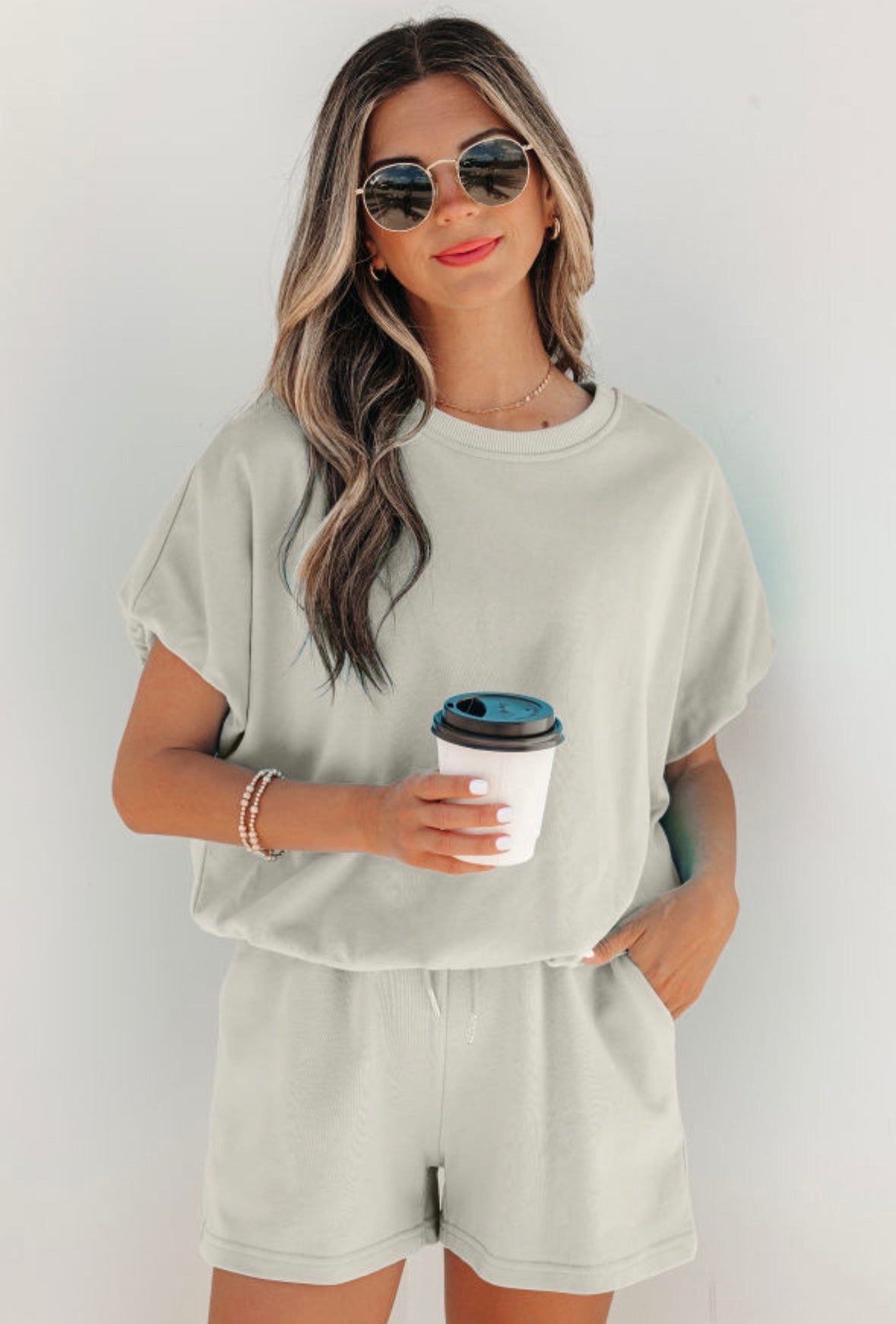 Smoke gray short set