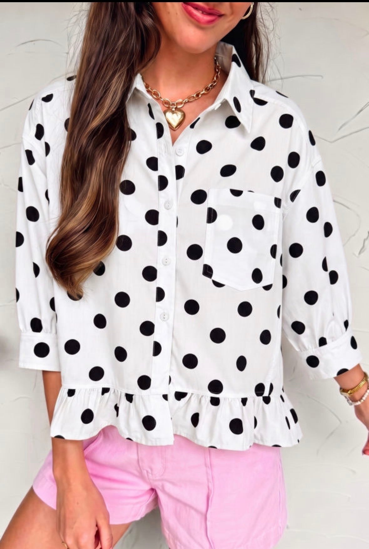 Black and white polka dot top