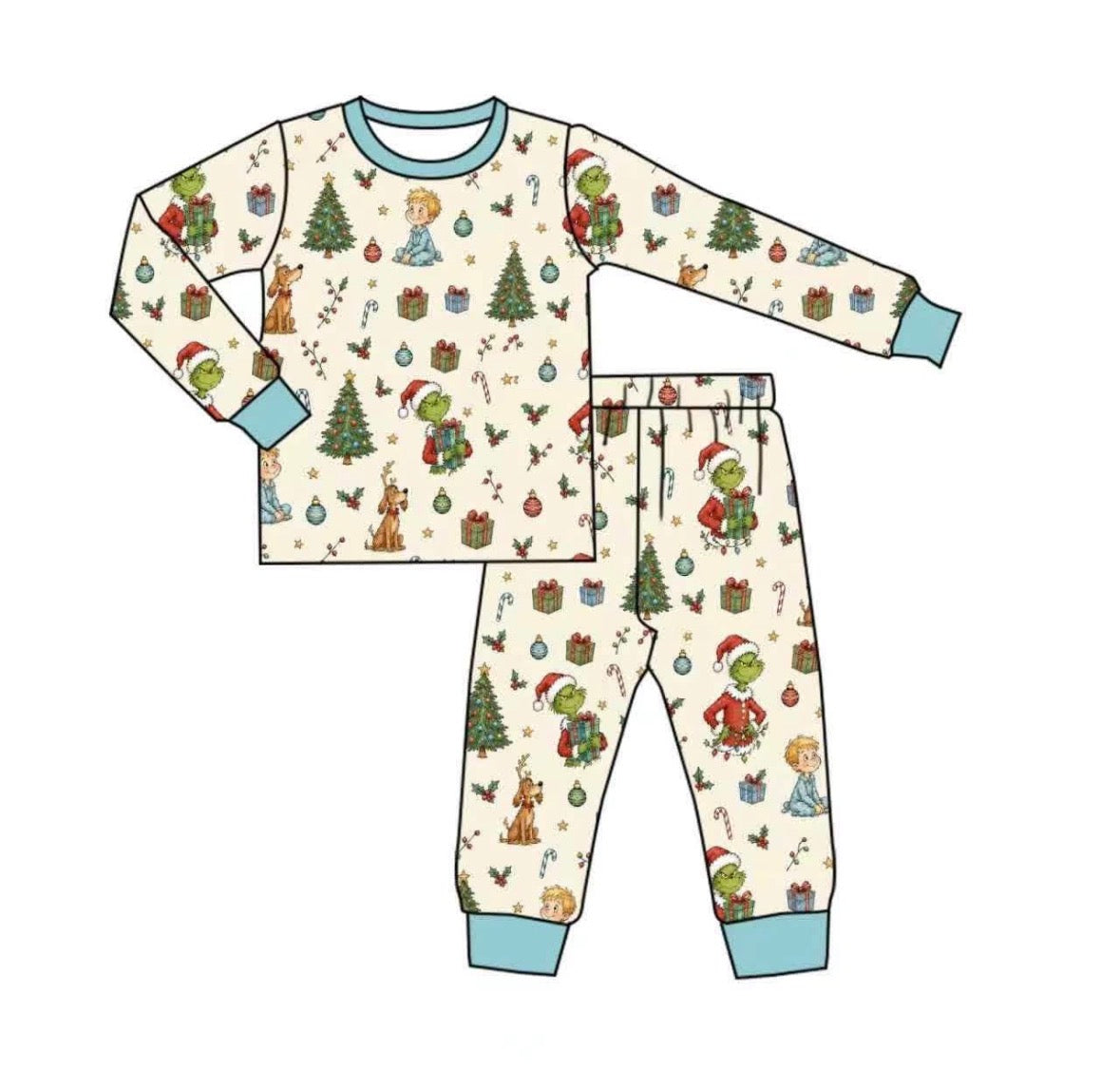 Boys Grinch bamboo pjs