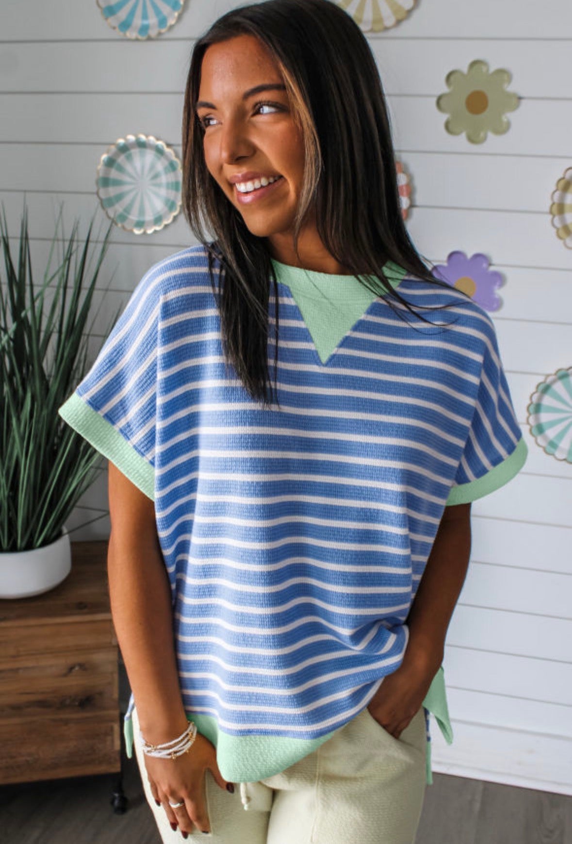 Sky blue stripe top