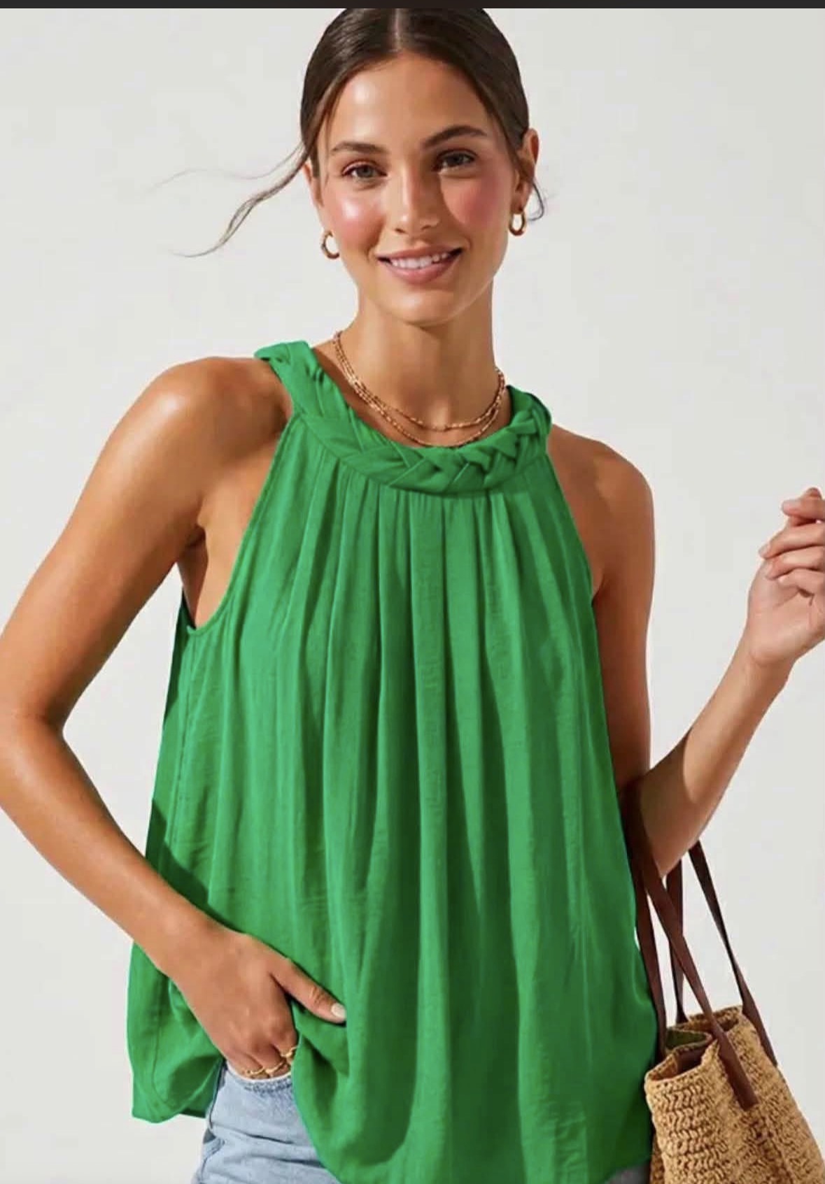 Green pleated tank