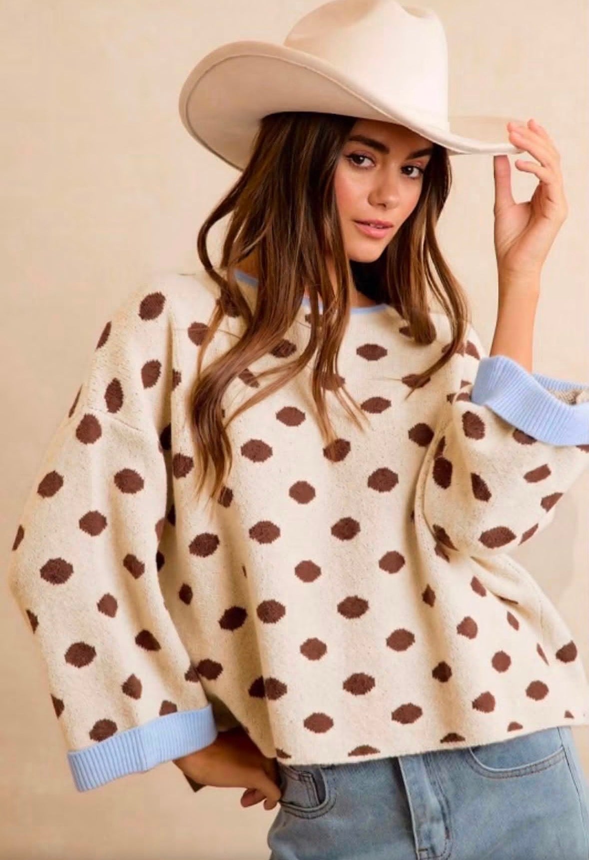 Cream polka dot sweater