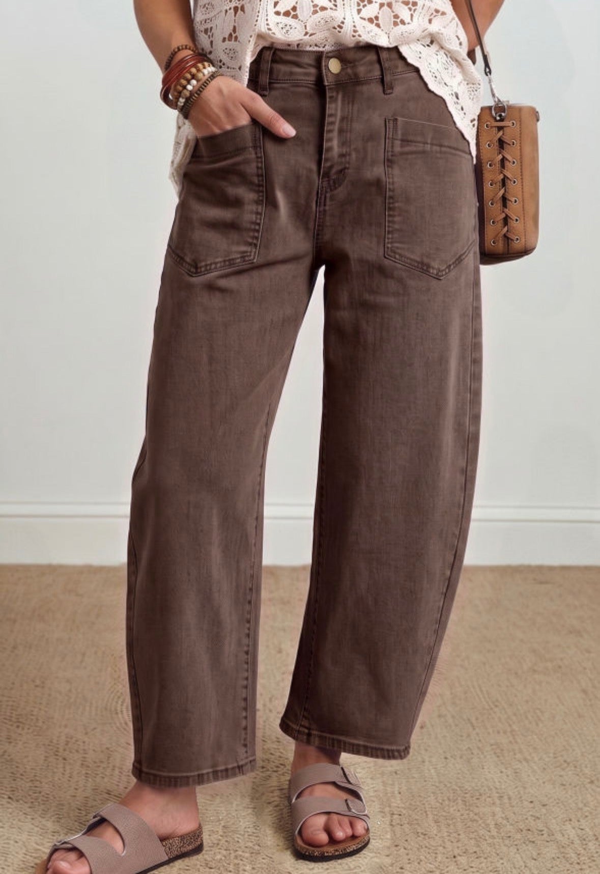 Brown barrel jeans