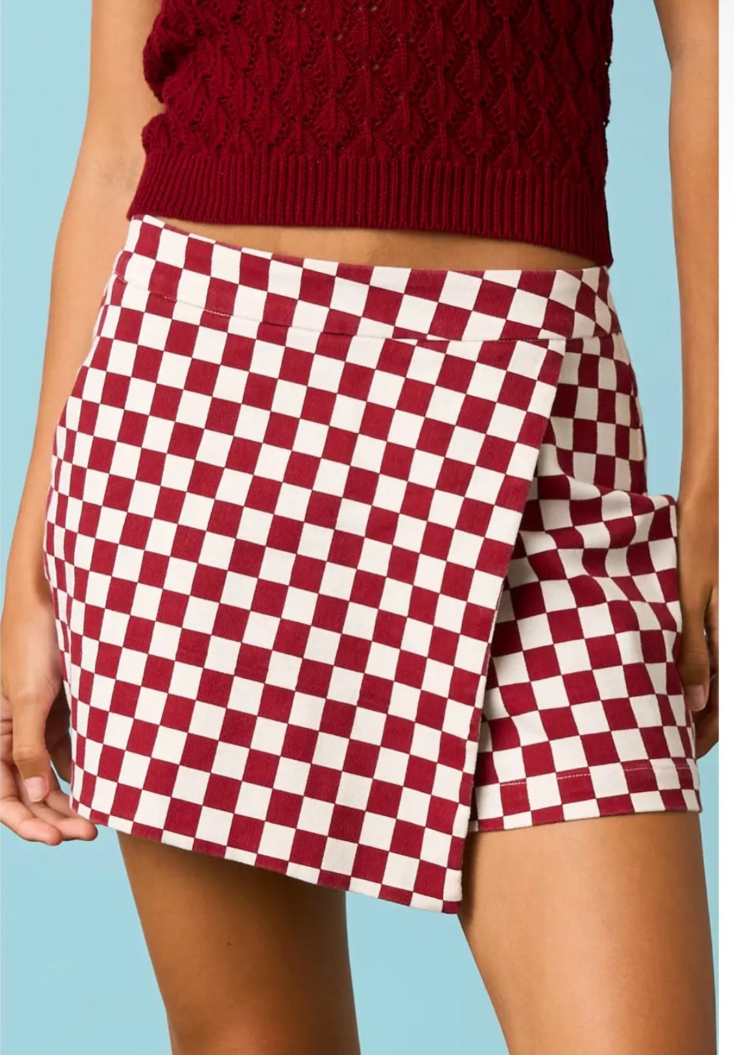 Crimson checked skort