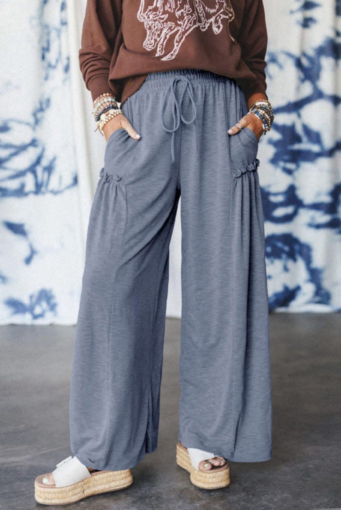 Blue knit pants