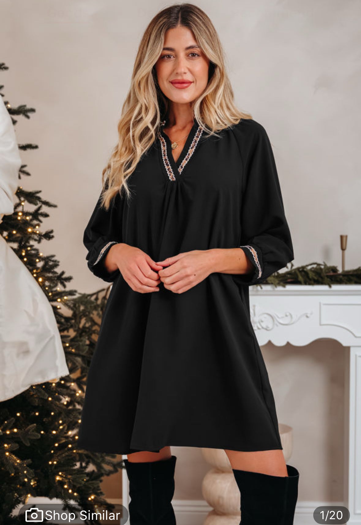 Black dress leopard trim