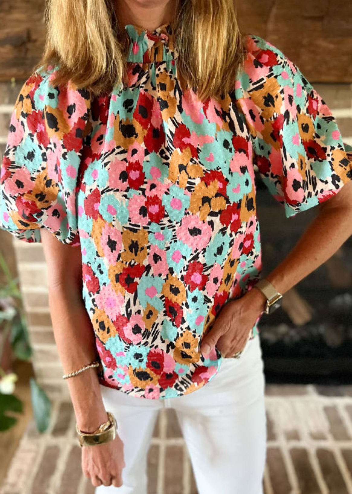 Floral short sleeve top