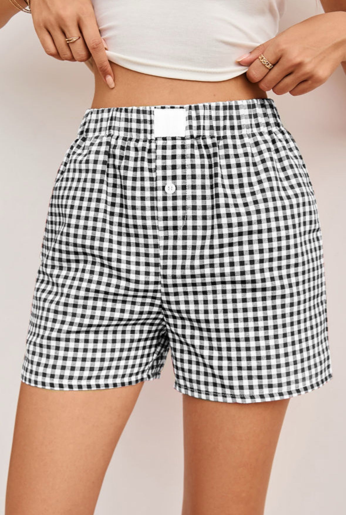 Black checkered boxer shorts