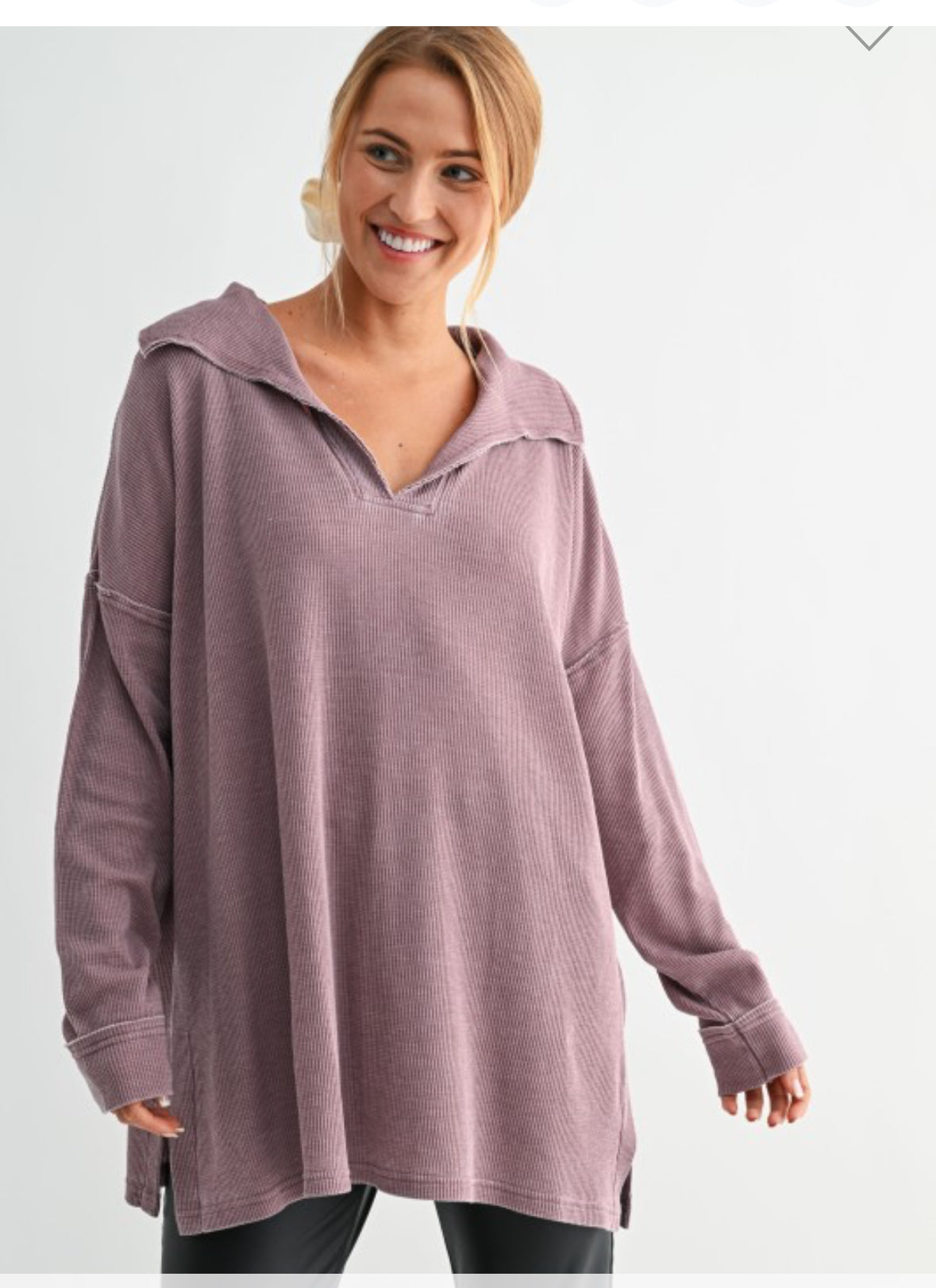 Mono B waffle top Mauve