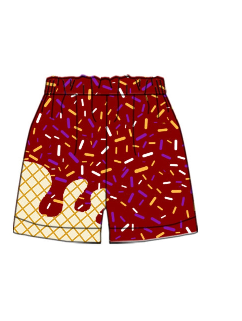 Boys red drip shorts