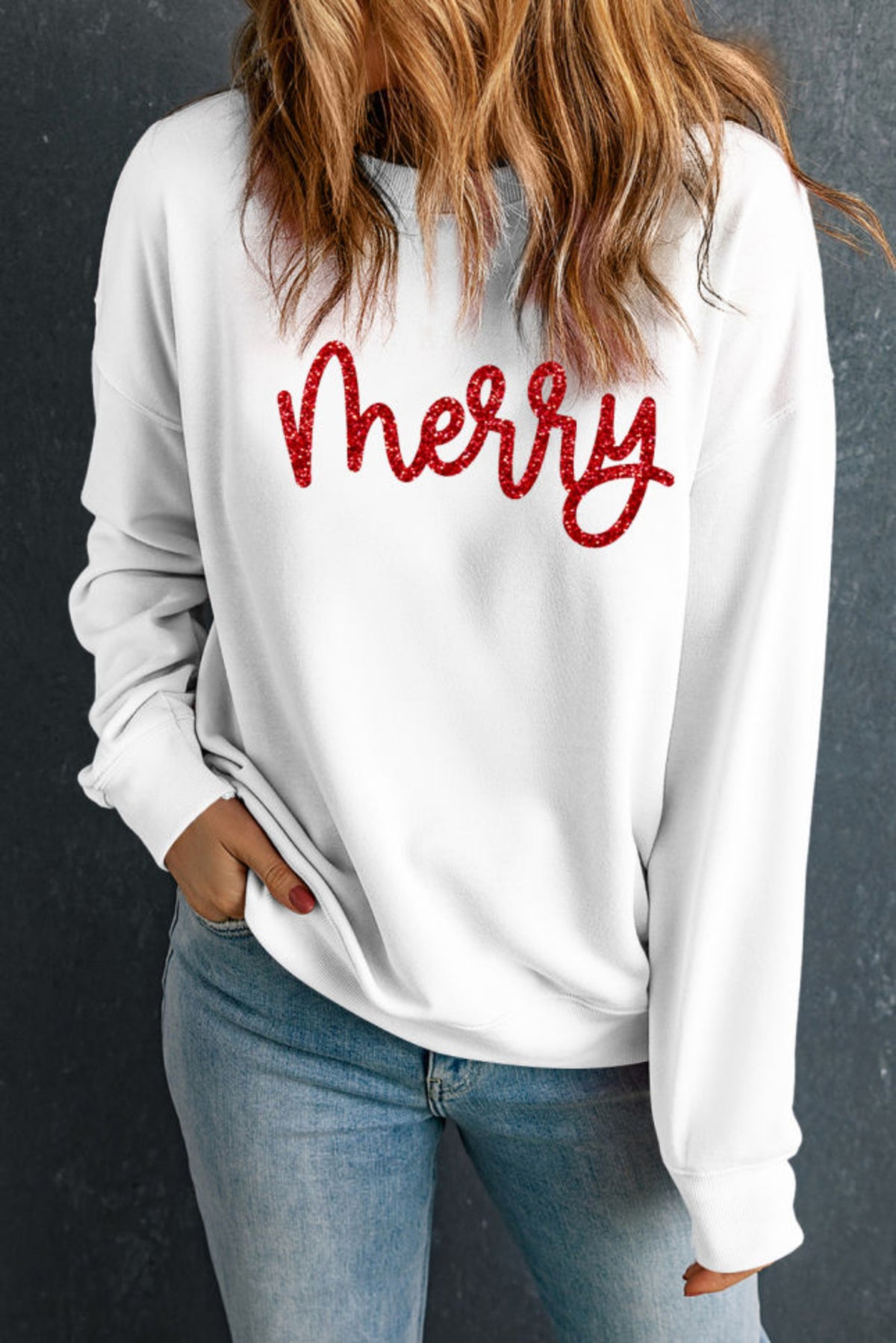 Merry Graphic Crew Neck Sweatshirt