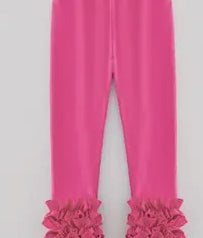 Pink girls ruffle leggings
