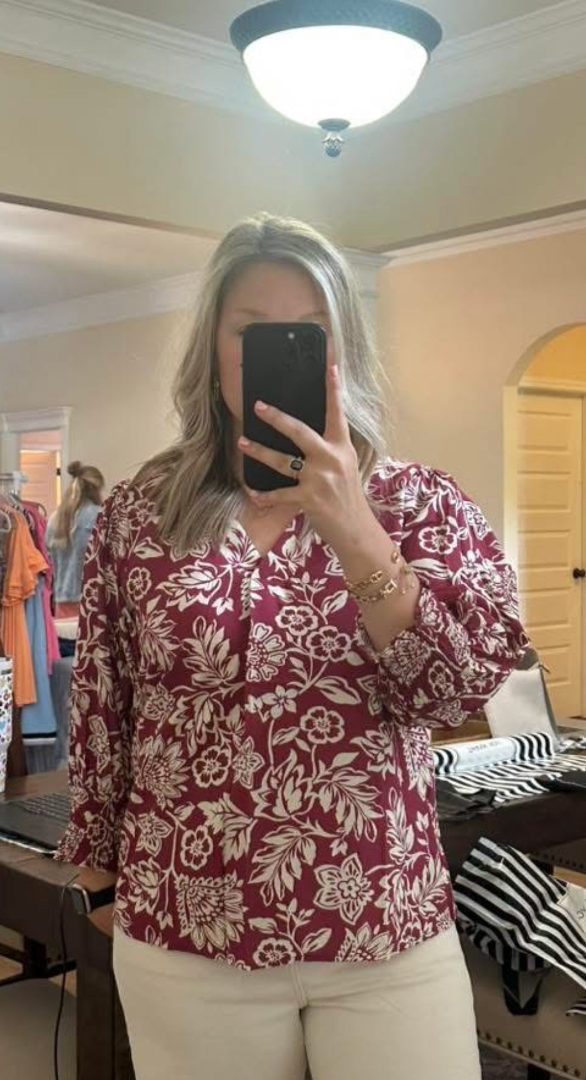 Crimson floral top