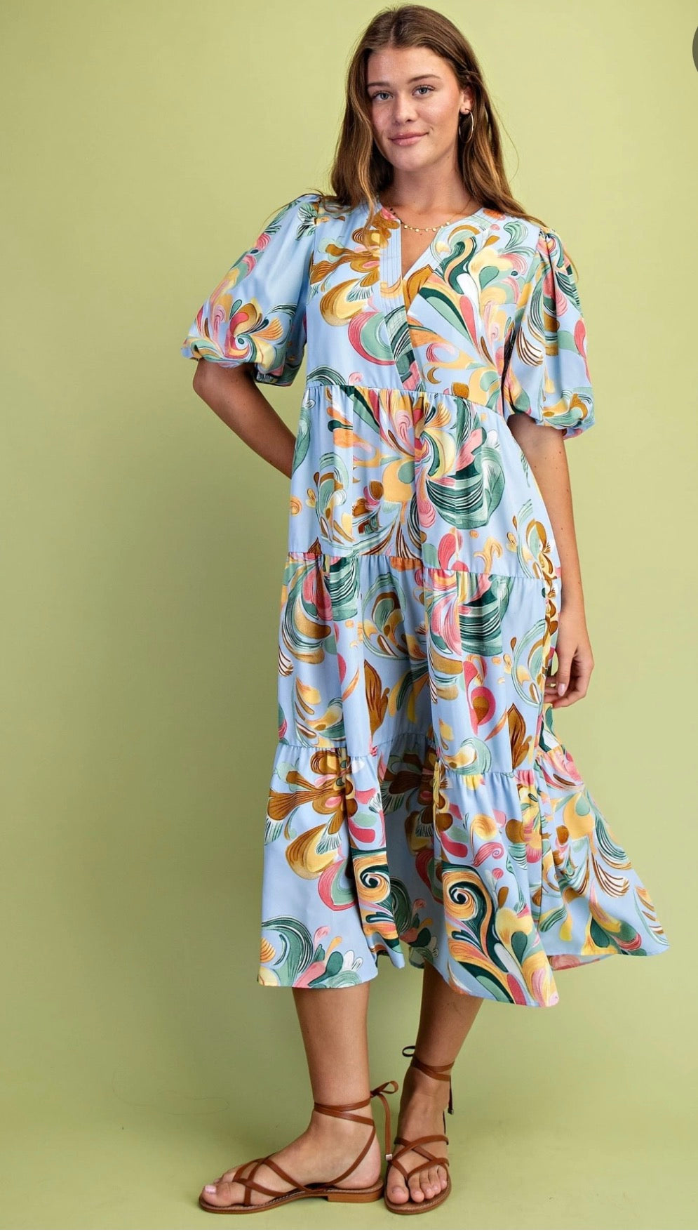 Gigio blue floral midi dress