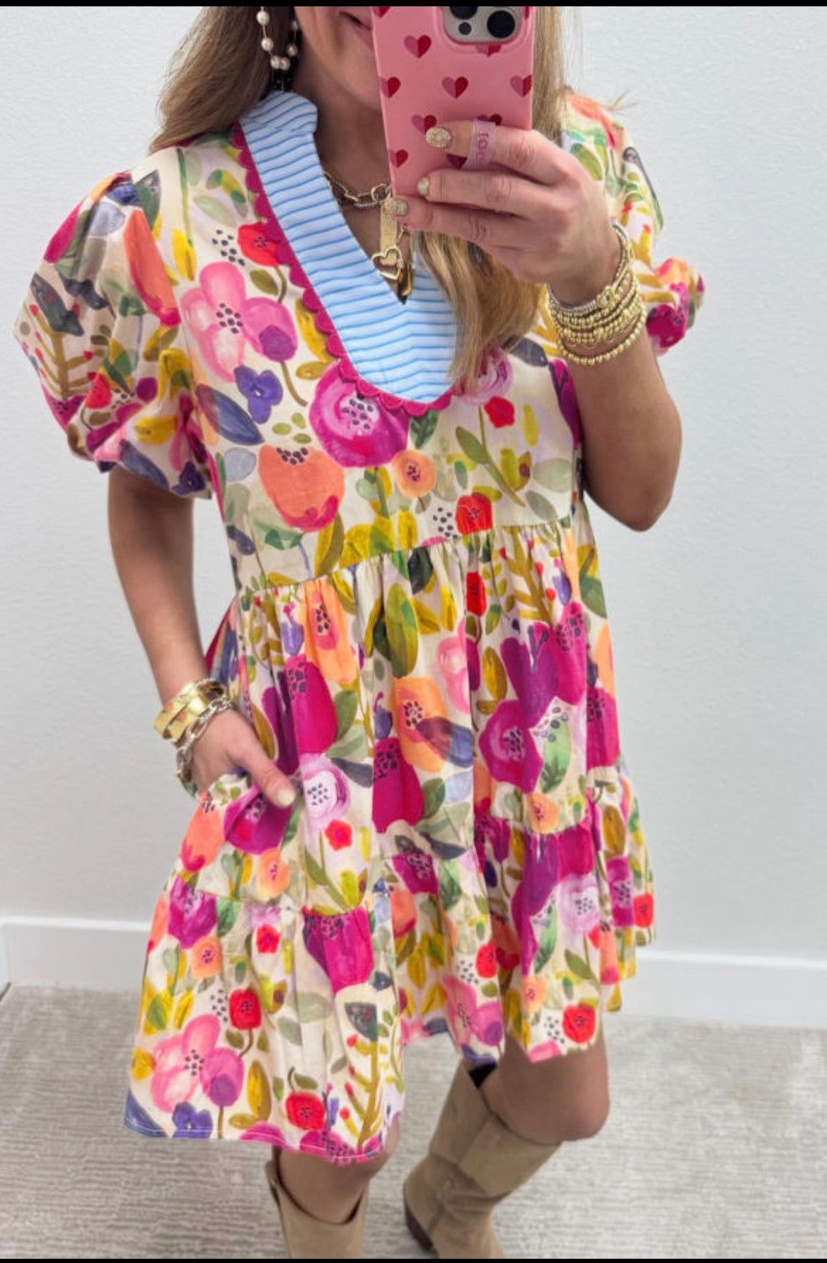Floral dress with ric rac trim