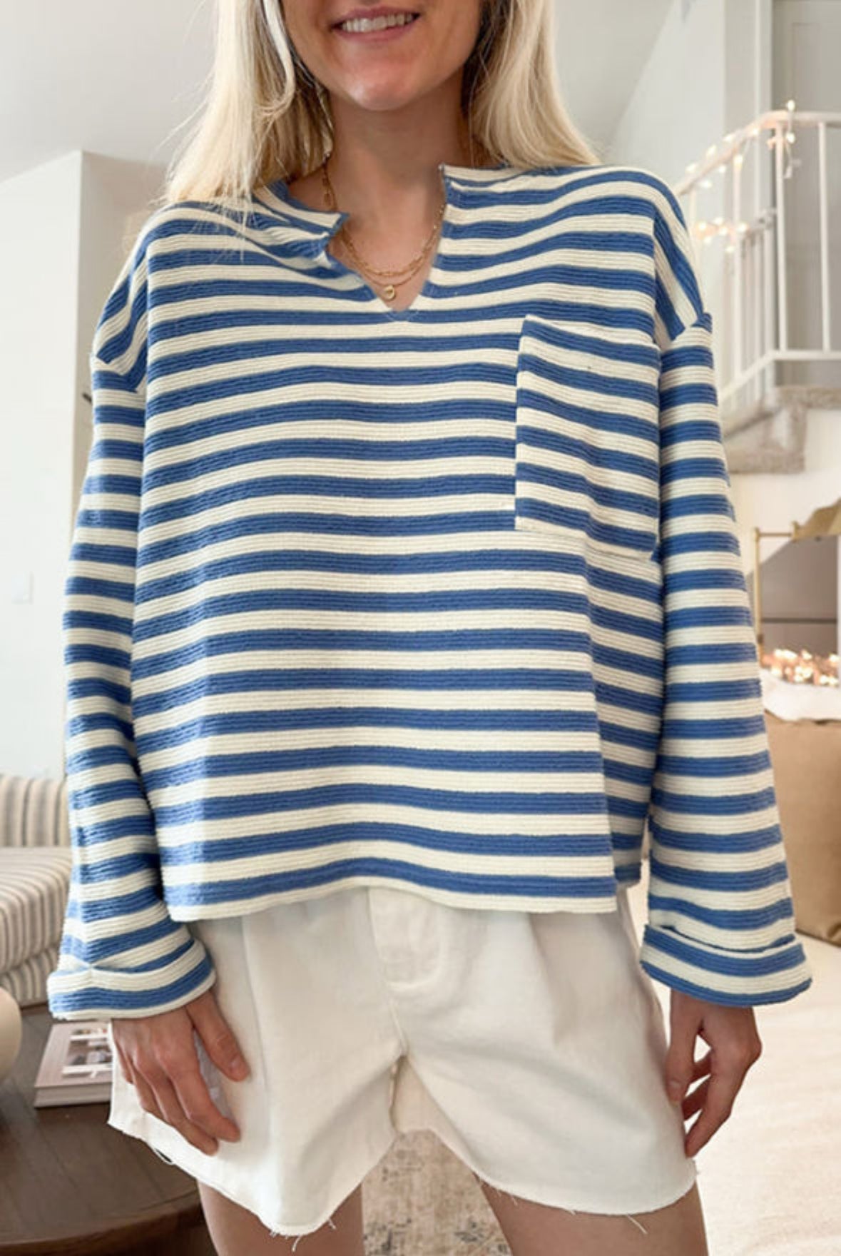 Blue v neck pullover
