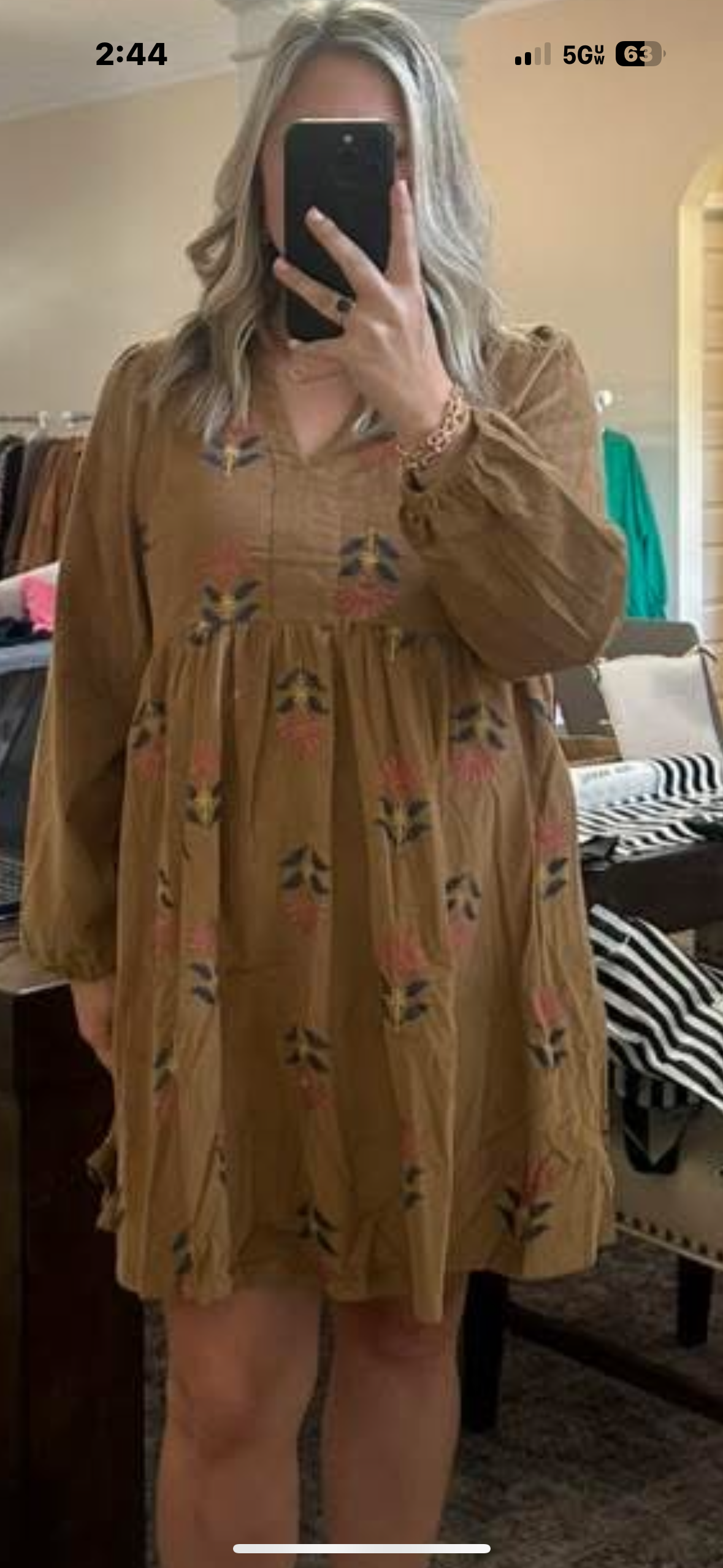 Corduroy dress with flowers