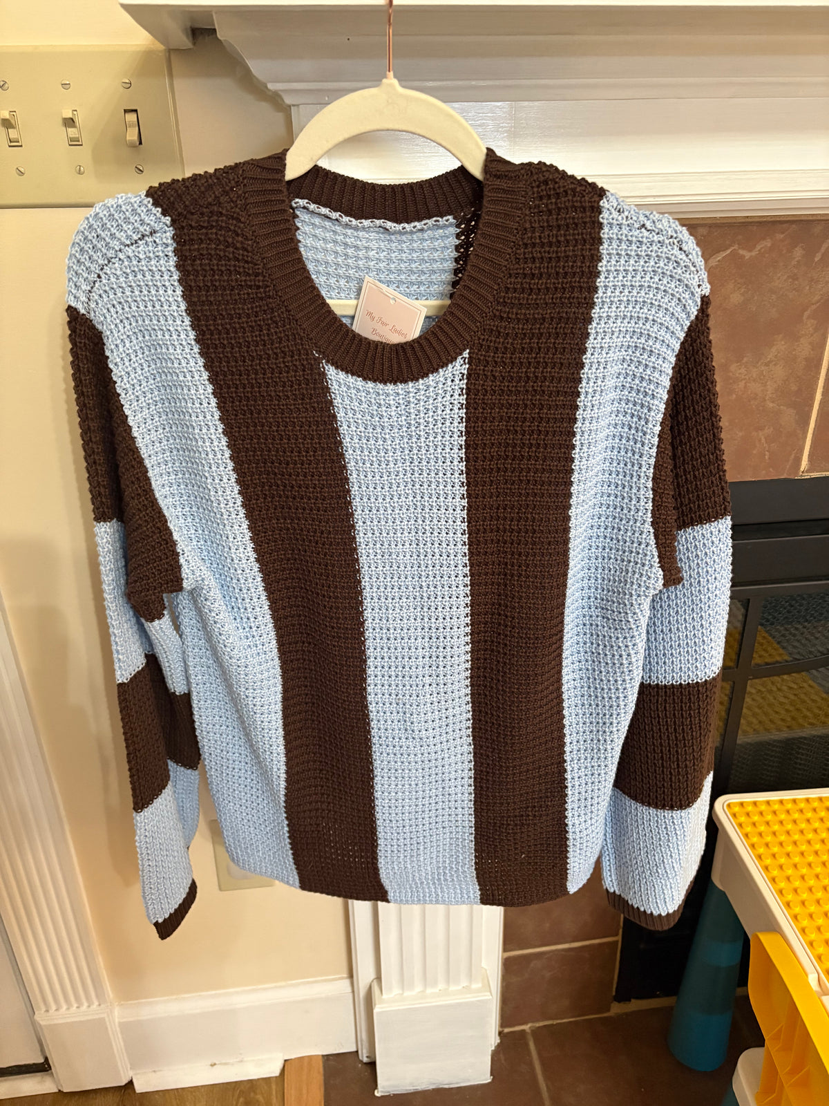 Blue and brown striped sweater