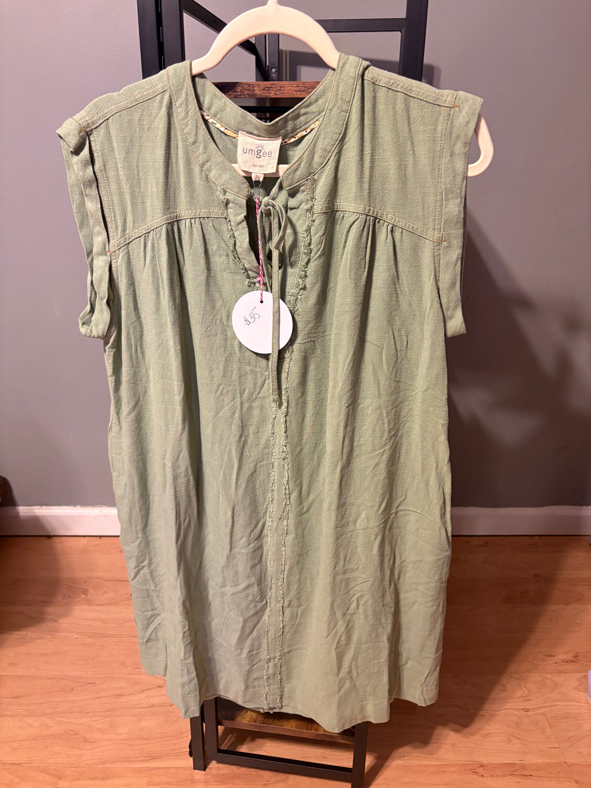 Sage green sleeveless dress