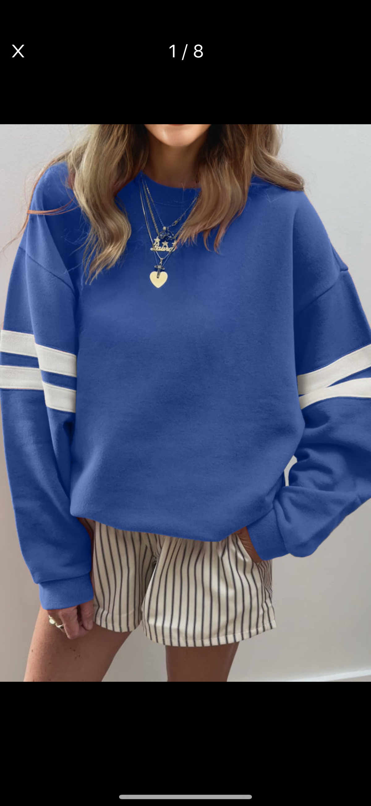Blue Varsity Striped Sweatshirt
