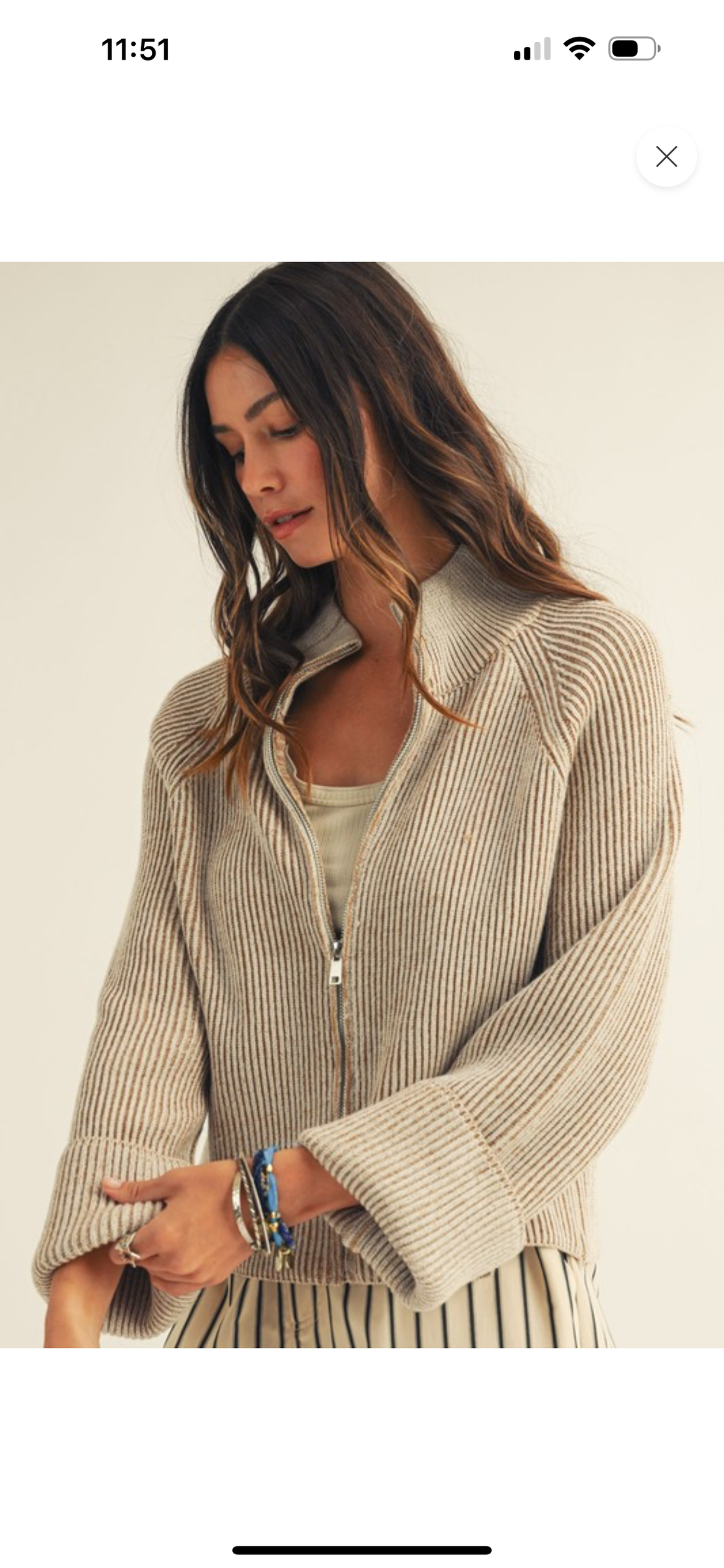 Oatmeal Relaxed Zipper Cardigan